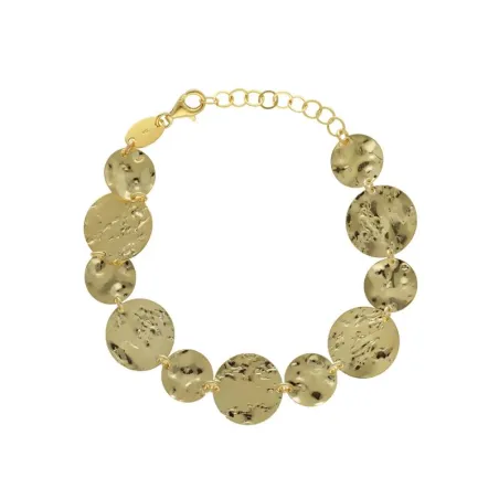 Pulsera Victoria Cruz Círculos Plata Baño Oro A4387-DP