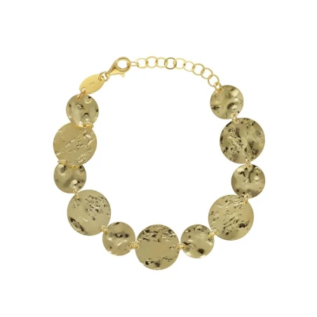 Pulsera Victoria Cruz Círculos Plata Baño Oro A4387-DP