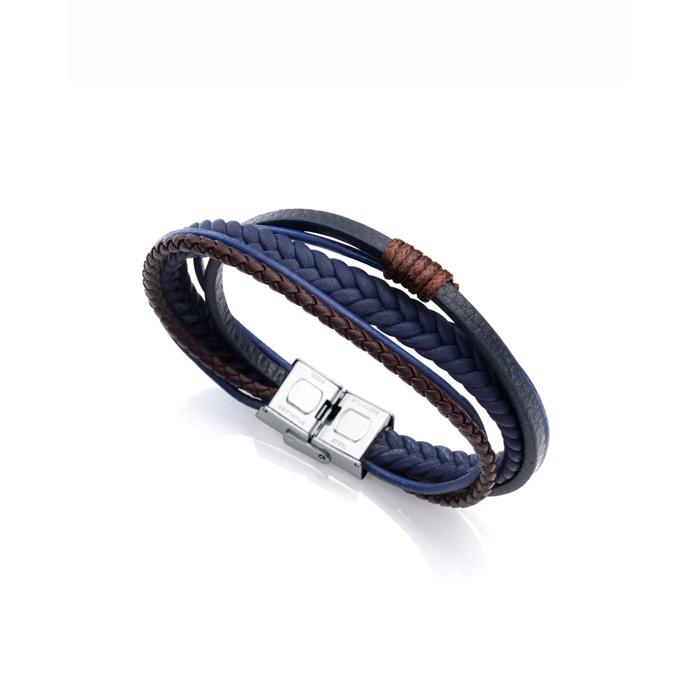 Pulsera Viceroy Fashion Air Hombre Piel Azul  Marrón y Acero Inoxidable 15131P01013