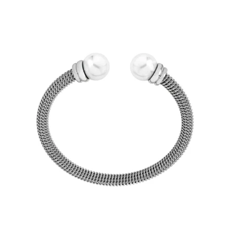 Pulsera Majorcica Acero Inoxidable y Perlas blancas 12mm 13303.01.0.000.010.1