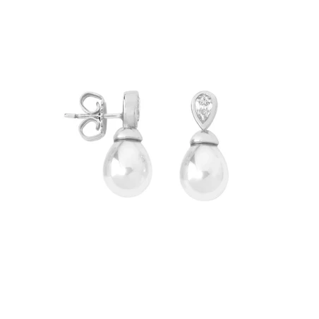 Pendientes Majorica Plata Plata, Cristal y Perla blanca 8x10mm 12267.01.2.000.010.1