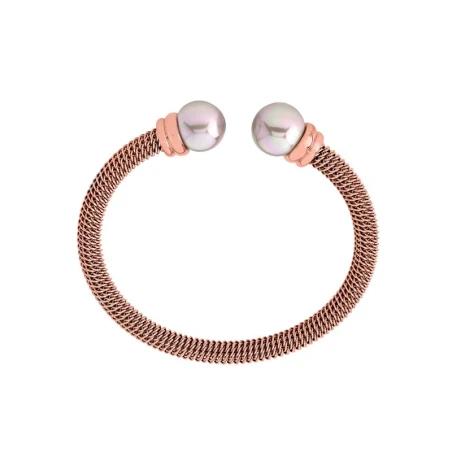 Pulsera Majorcica Acero Inoxidable Baño rosado y Perlas blancas 12mm 13304.06.0.000.010.1