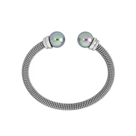 Pulsera Majorcica Acero Inoxidable y Perlas Grises 12mm 13303.03.0.000.010.1