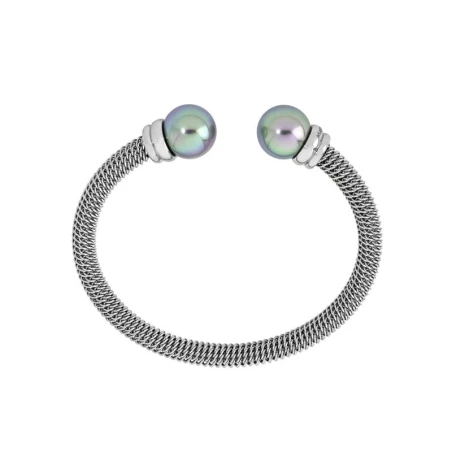 Pulsera Majorcica Acero Inoxidable y Perlas Grises 12mm 13303.03.0.000.010.1