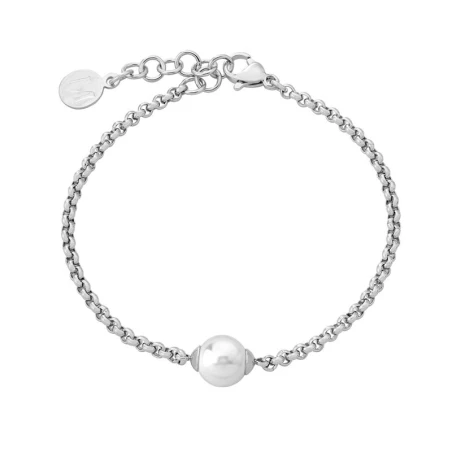 Pulsera Majorica Plata Baño Rodio y Perla Blanca 8mm 15359.01.0.000.010.1