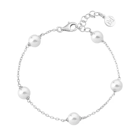 Pulsera Majorica Ilusion Plata baño Rodio y Perlas blancas 8mm 15665.01.2.000.010.1
