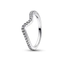 Wave sterling silver ring with clear cubic zirconia