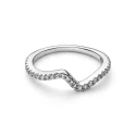 Wave sterling silver ring with clear cubic zirconia