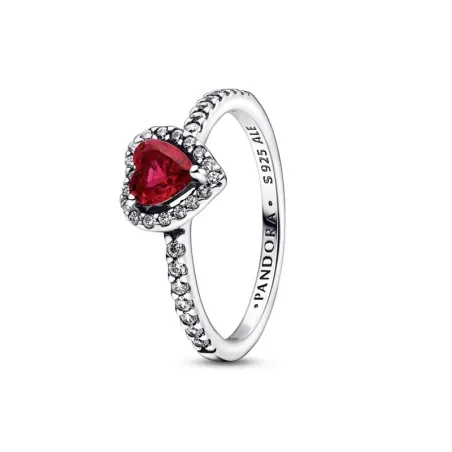 Anillo Pandora Corazón Nivelado Rojo Brillante 198421C02