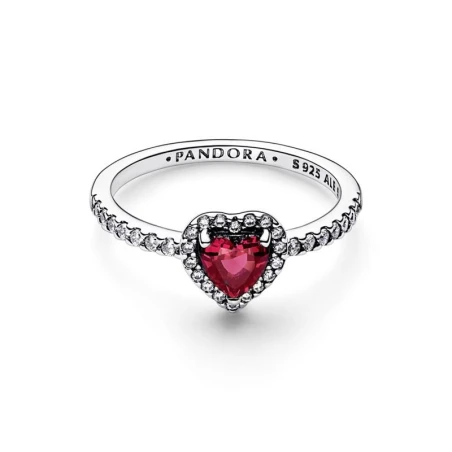 Anillo Pandora Corazón Nivelado Rojo Brillante 198421C02