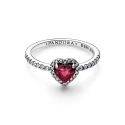 Anillo Pandora Corazón Nivelado Rojo Brillante 198421C02