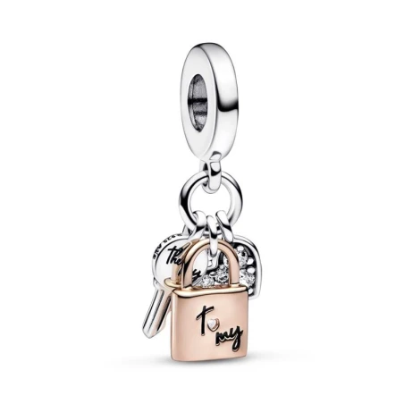 Charm Colgante Pandora Llave, Candado & Corazón 2 Tonos 782506C01