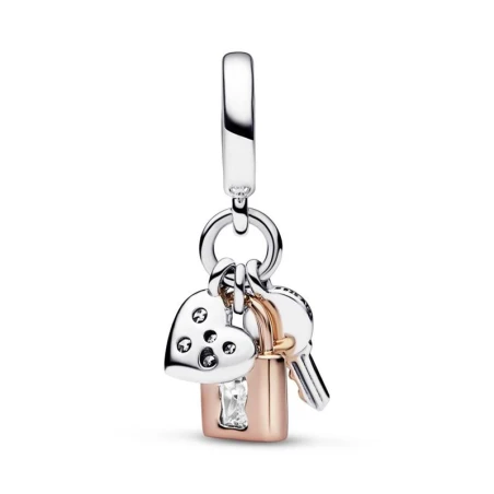 Charm Colgante Pandora Llave, Candado & Corazón 2 Tonos 782506C01