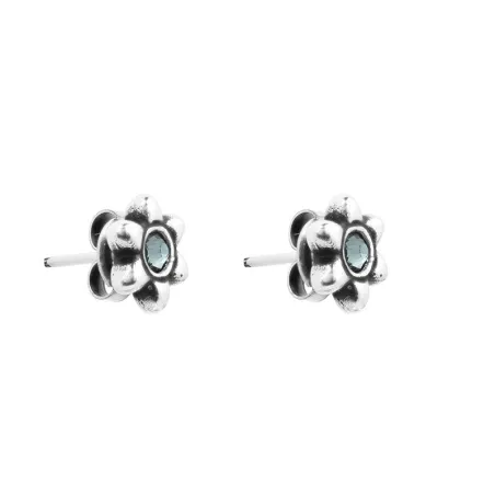 Pendientes Ciclón Flower Baño Plata y Cristal Azul 221608-07