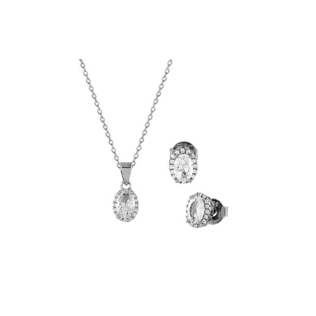 Conjunto Colgante + Pendientes Plata Forma Oval Con Circonita Blanca SPK-101-000-UU
