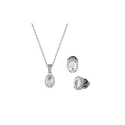 Conjunto Colgante +  Pendientes Plata Forma Oval Con Circonita Blanca SPK-101-000-UU