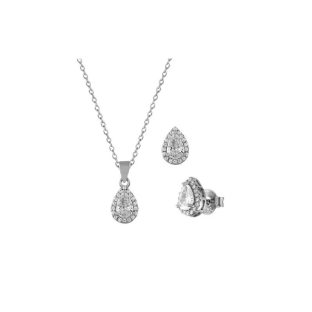 Conjunto Colgante + Pendientes Plata Forma De Lágrima Con Circonita Blanca SPK-101-001-UU