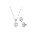Conjunto Collar + Pendientes Plata Forma De Flor Con Circonita Blanca SPK-101-002-UU