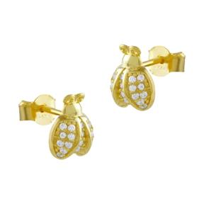 Pendientes Itemporality Signals Mariquita Plata Baño Oro y Circonitas Blancas SEA-201-183-UU