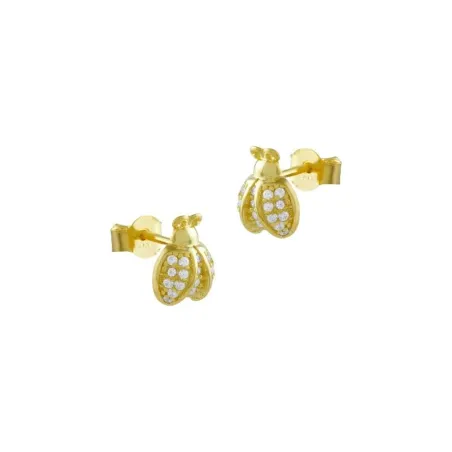 Pendientes Itemporality Signals Mariquita Plata Baño Oro y Circonitas Blancas SEA-201-183-UU