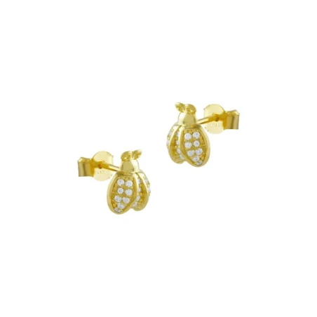 Pendientes Itemporality Signals Mariquita Plata Baño Oro y Circonitas Blancas SEA-201-183-UU