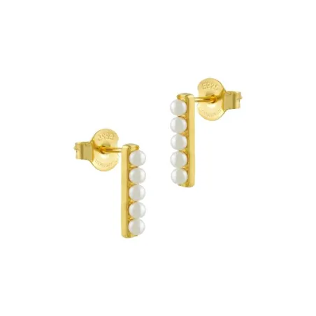 Pendientes Itemporality Signals Barrita Plata Baño Oro  y Perlas 2 Mm SEA-201-203-UU