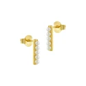 Pendientes Itemporality Signals Barrita Plata Baño Oro  y Perlas 2 Mm SEA-201-203-UU