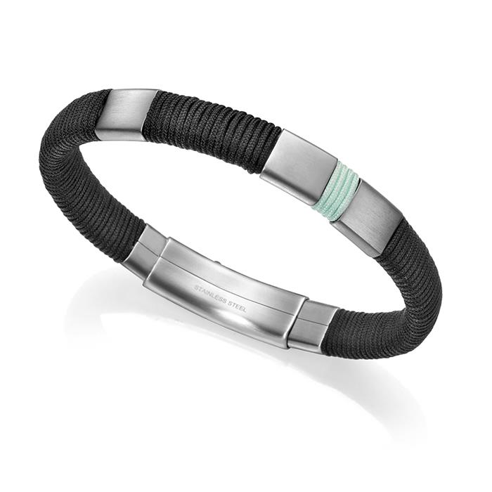Pulsera Viceroy Fashion Heat Hombre Nylon Negro y Verde y Acero 6455P01010