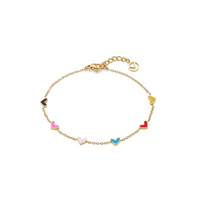 Pulsera Viceroy Fashion Love Acero Baño Oro y Corazones Multicolor 14001P01012
