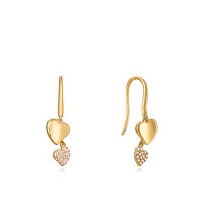 Pendientes Viceroy Fashion Love Doble Corazón Acero Baño Oro y Circonitas 13125E100-36
