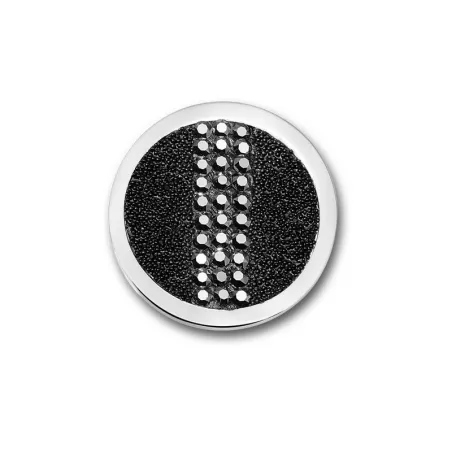 Moneda Mi Moneda Plata y Cristales Swarovski Negros SW-DIV-30-L