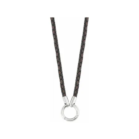 Gargantilla Mi Moneda Cuero Gris Oscuro y Plata 80cm NEC-04-31-80