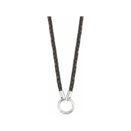 Gargantilla Mi Moneda Cuero Gris Oscuro y Plata 80cm NEC-04-31-80