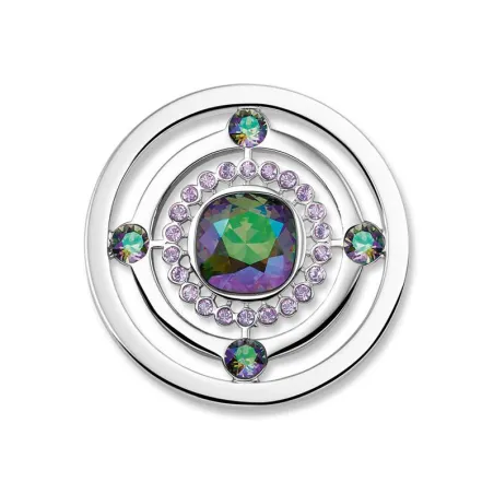 Disco Mi Moneda Baño Plata y Cristales Verde Swarovski SW-PAL-32-L