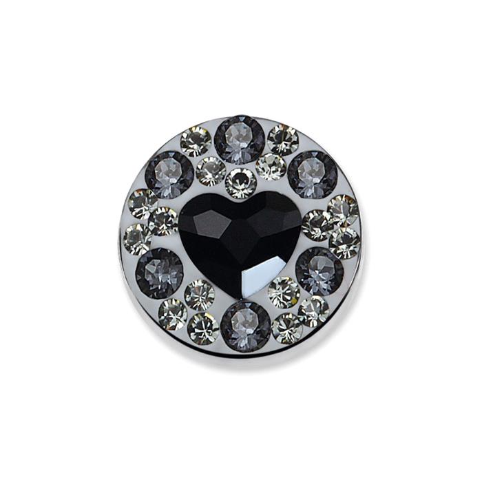 Disco Mi Moneda Baño Plata y Corazón cristal Negro Swarovski SW-COR-30-XS