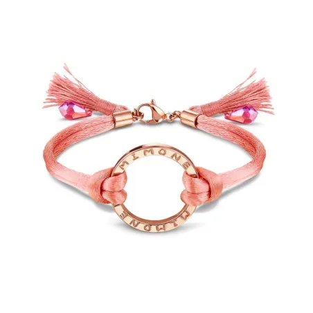Pulsera Mi Moneda Primavera Cordón Melocotón y Baño Rosado BRA-PRI-07-52-19