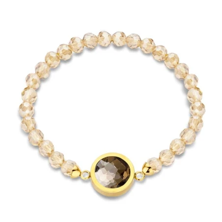 Pulsera Mi Moneda Baño Plata, Piedras y Cristal Champagne BRA-SEL-02-19
