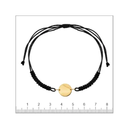 Pulsera FMF-Oro Niña Comunión Cordón Negro y Chapa Oro Amarillo 1-90275-0-9