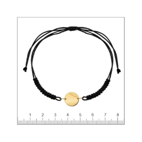 Pulsera FMF-Oro Niña Comunión Cordón Negro y Chapa Oro Amarillo 1-90275-0-9