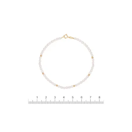 Pulsera Niña Comunión Oro Amarillo, Bolitas y Perlas 1-90290-0-9