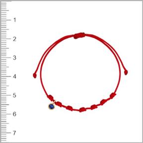 Pulsera Niña Comunión Cordón Rojo, Oro Amarillo y Cristal Azul 1-90262-2-9