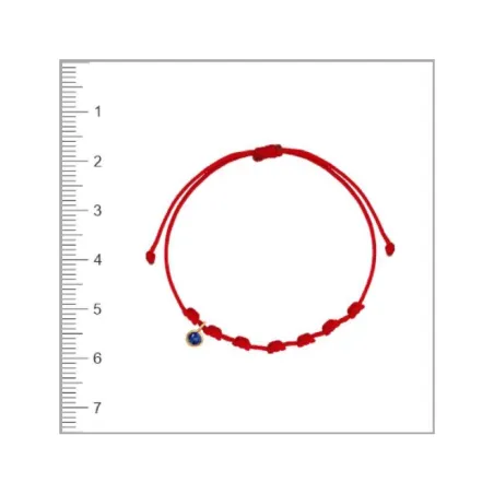 Pulsera Niña Comunión Cordón Rojo, Oro Amarillo y Cristal Azul 1-90262-2-9