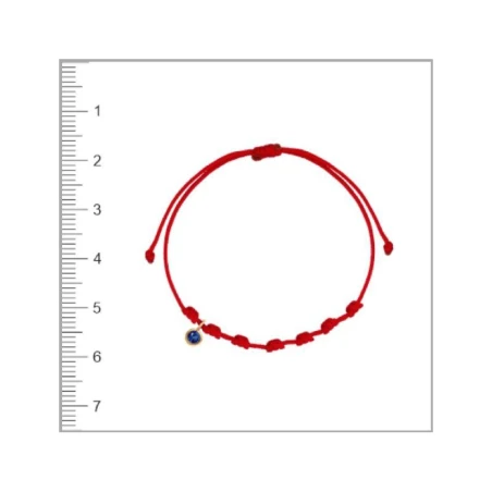 Pulsera Niña Comunión Cordón Rojo, Oro Amarillo y Cristal Azul 1-90262-2-9