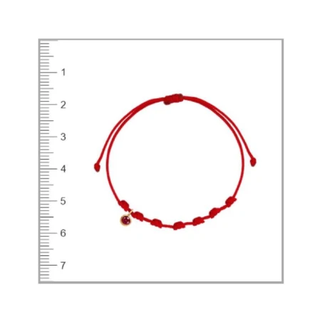 Pulsera Niña Comunión Cordón Rojo, Oro Amarillo y Cristal Rojo 1-90262-3-9