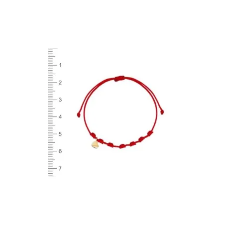Pulsera Niña Comunión Cordón Rojo y Corazón Oro Amarillo 1-90237-0-9