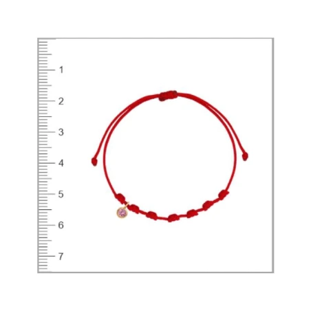 Pulsera Niña Comunión Cordón Rojo, Oro Amarillo y Cristal Rosa 1-90262-0-9
