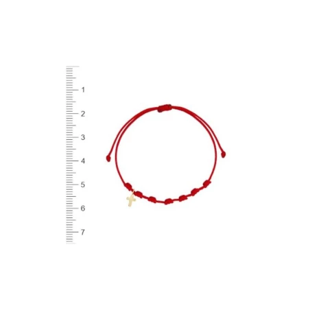 Pulsera Niña Comunión Cordón Rojo y Cruz Oro Amarillo 1-90239-0-9