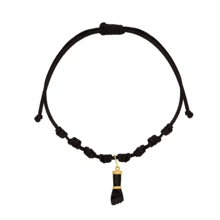 Pulsera Niña Comunión Nylon Negro y Oro Amarillo 1-90343-0-9