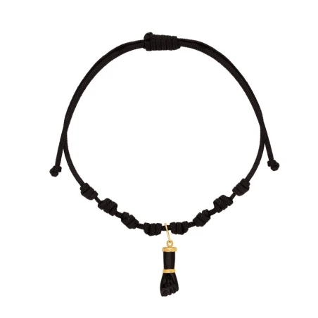Pulsera Niña Comunión Nylon Negro y Oro Amarillo 1-90343-0-9