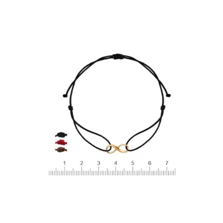 Pulsera Niña Comunión Nylon Negro e Infinito Oro Amarillo 1-90342-0-9